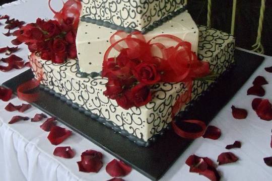 Pastel de fondant y flor