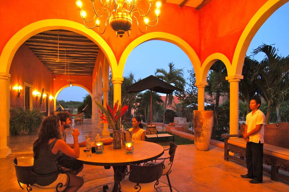 Patio at night