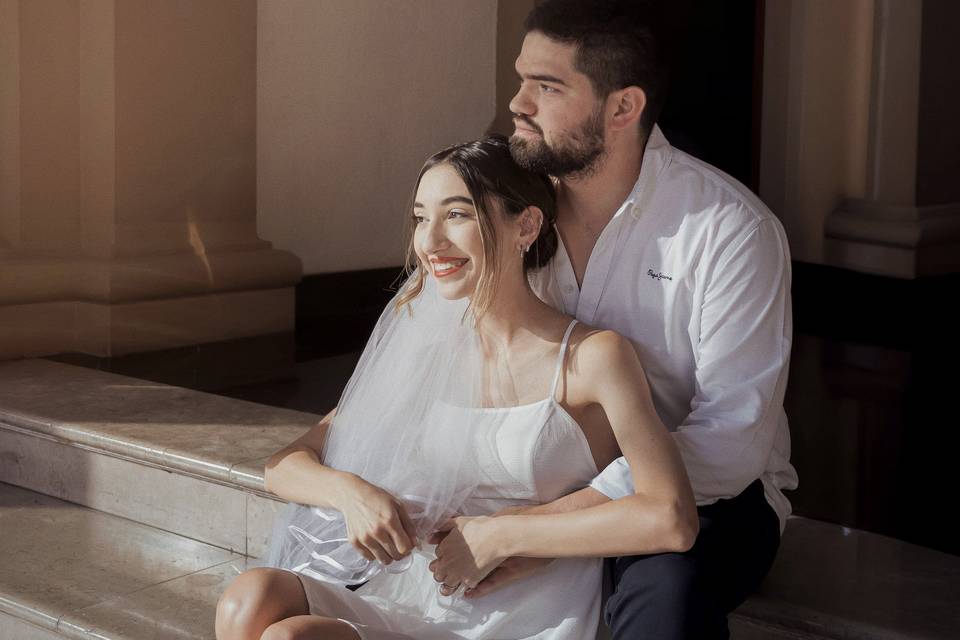 Sesión de pareja sentadas