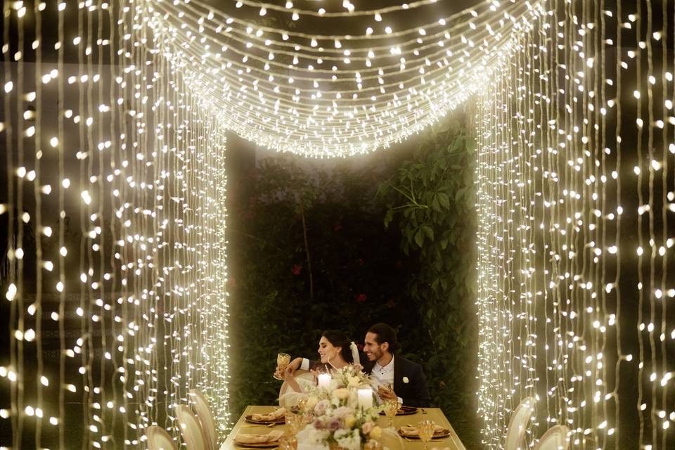 Túnel de luces hada para boda