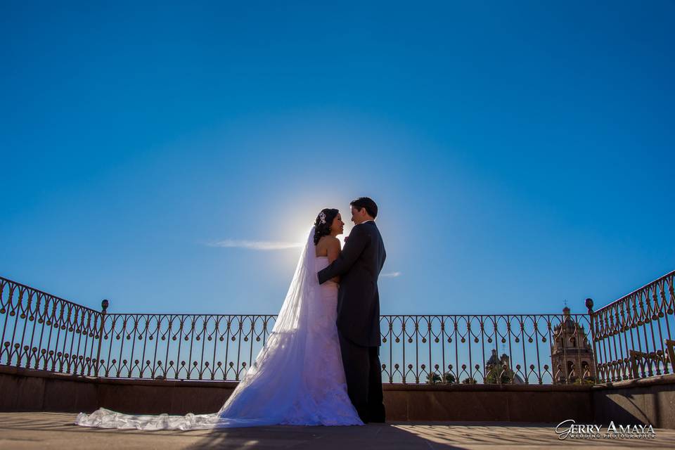 Cielo azul de boda