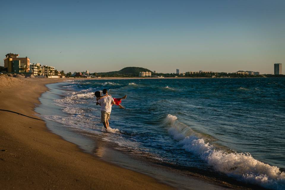 En la playa