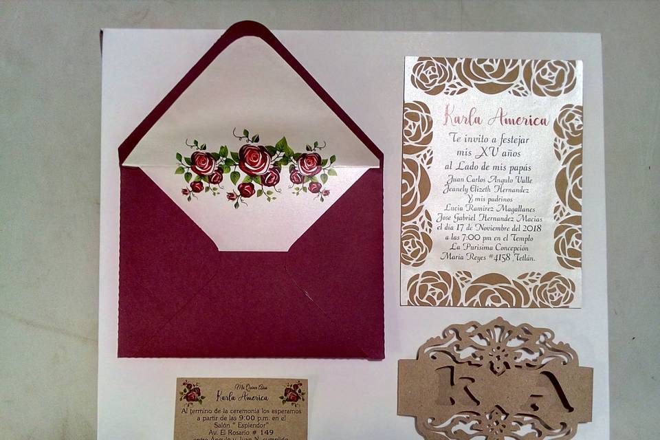 Invitación elegante rosas