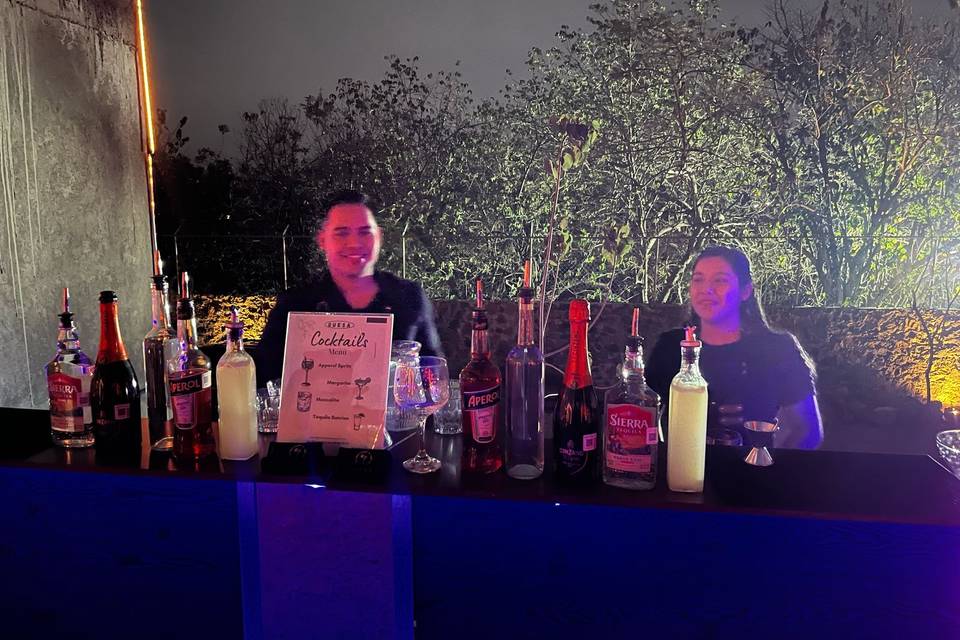 Bartenders detrás de la barra