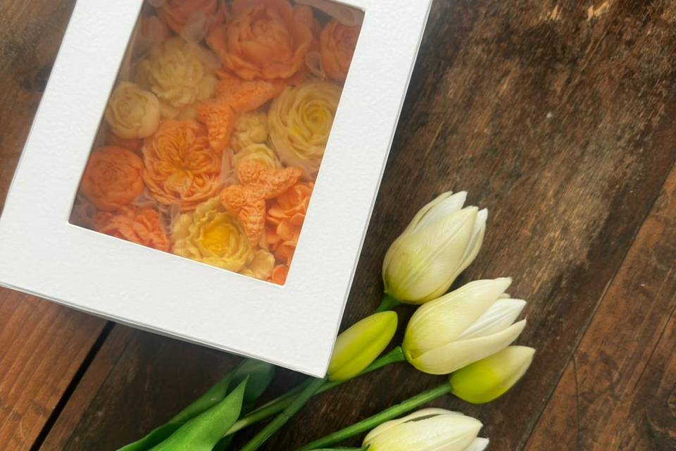Caja de flores de zefir