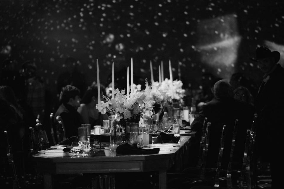 Decoración con luces y velas