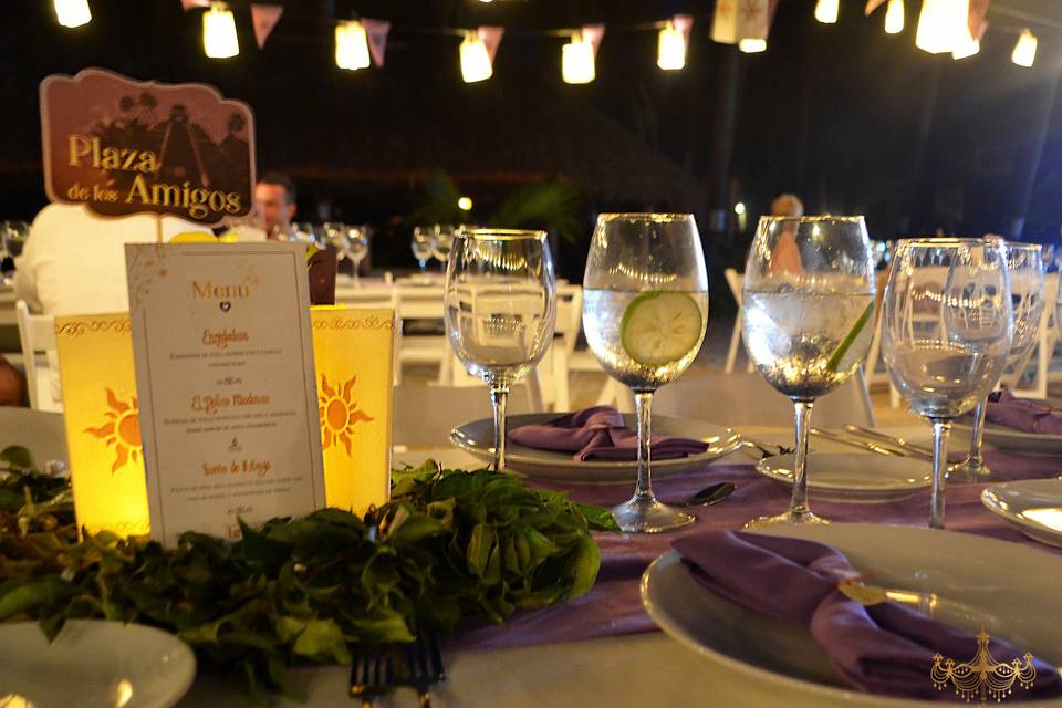 Boda Acapulco, montaje de mesa