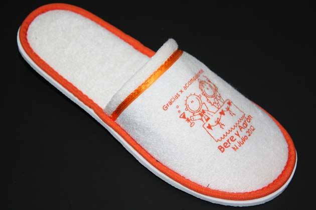 Pantufla toalla liston naranja