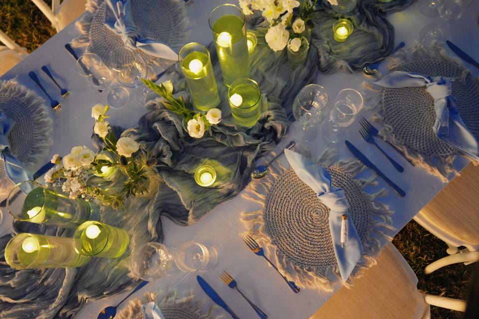 Bajo plato macrame, copa color