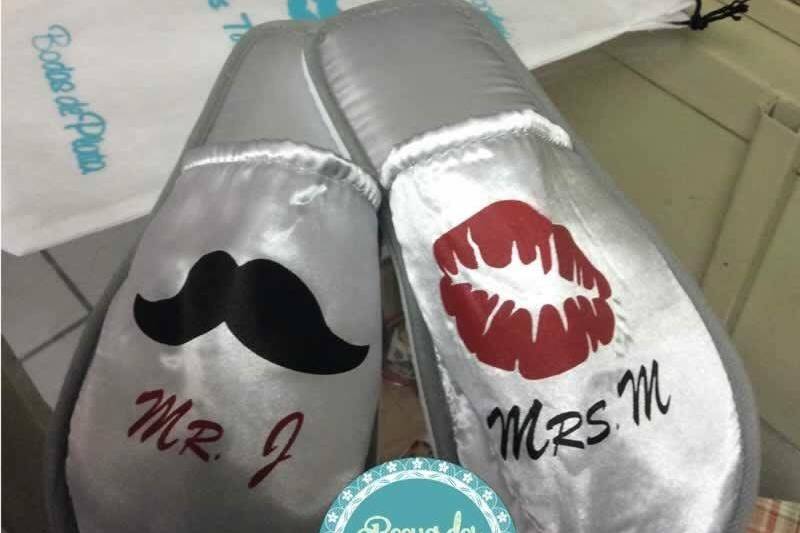 Pantufla para boda dos tintas