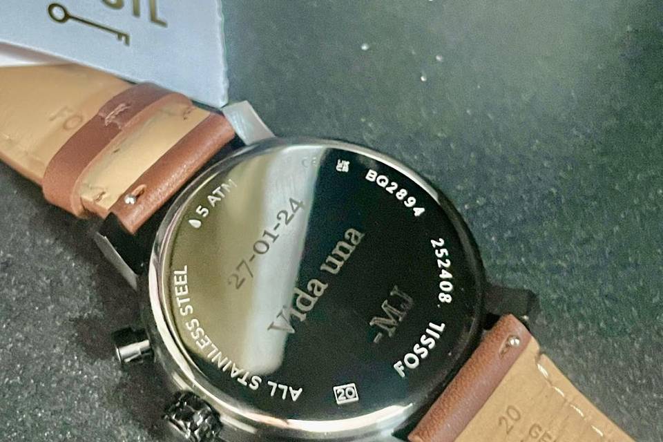 Reloj grabado con frase