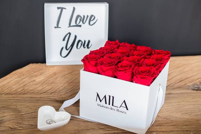 Caja con 16 rosas eternas