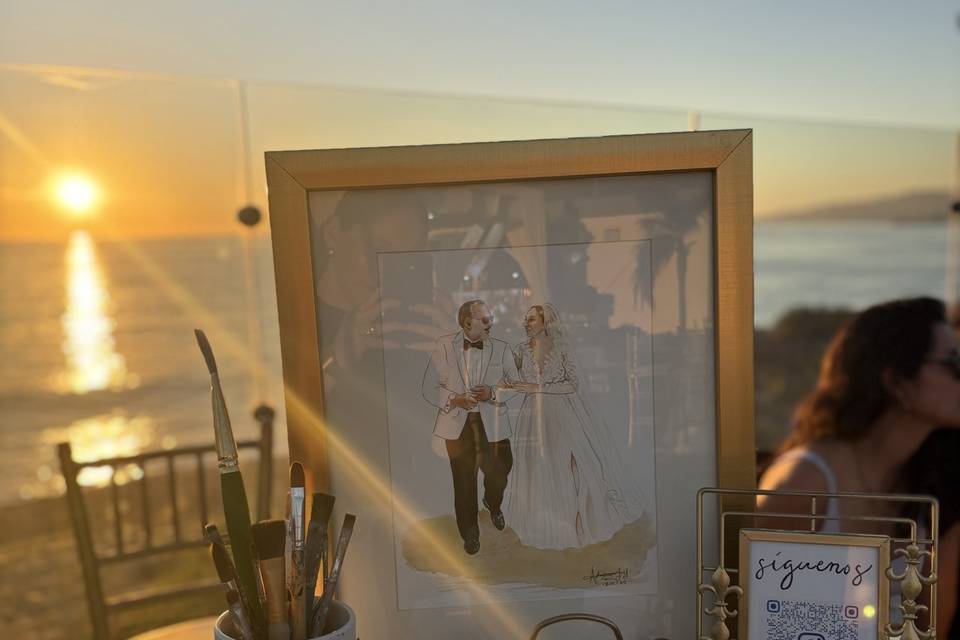 Mar, atardecer y arte