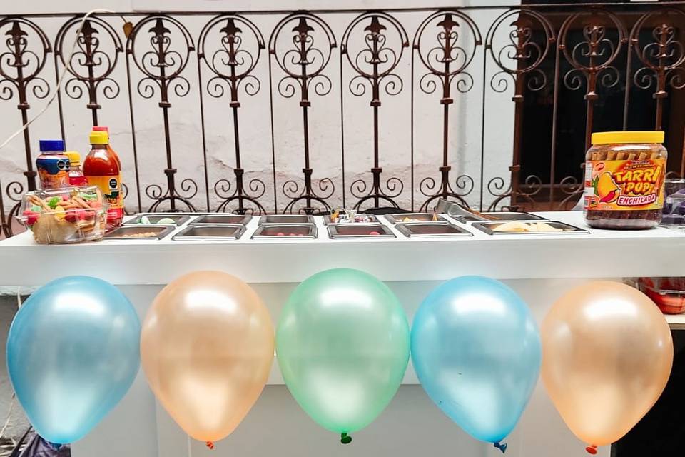 Barra de dulces con globos