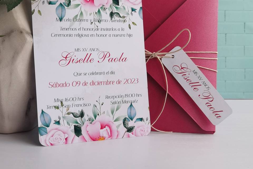 Invitación a color y sobre