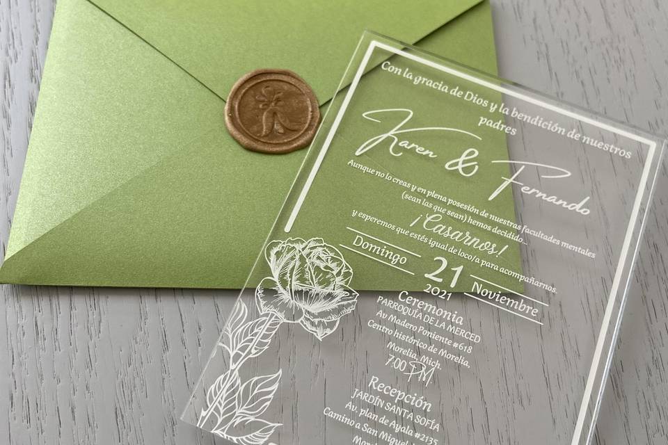 Invitación en acrílico