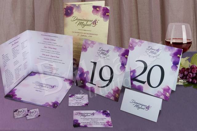 Papelería de boda en morado