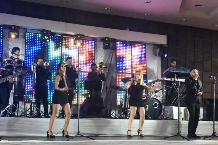 Grupo de música en el escenario