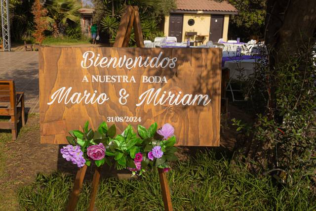 Letrero patio boda