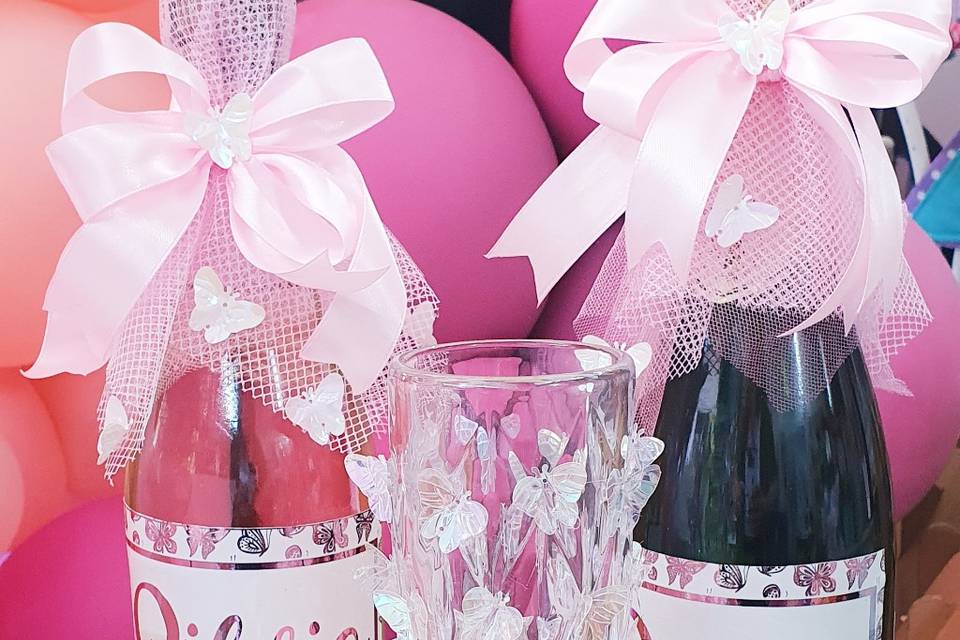 Botellas y copas decoradas