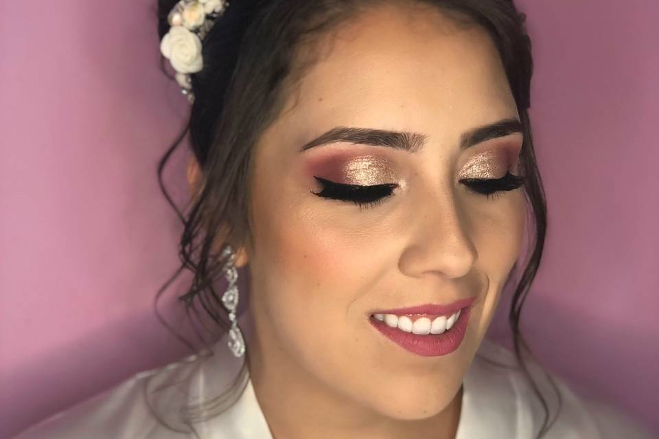 Maquillaje en tonos rosas