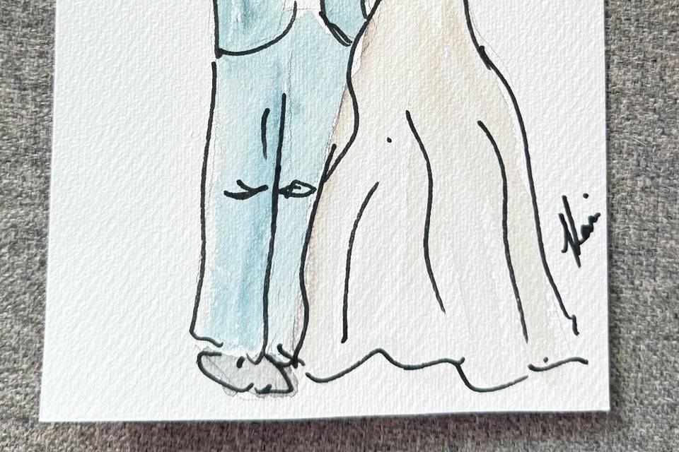 Dibujo en acuarela de una pareja