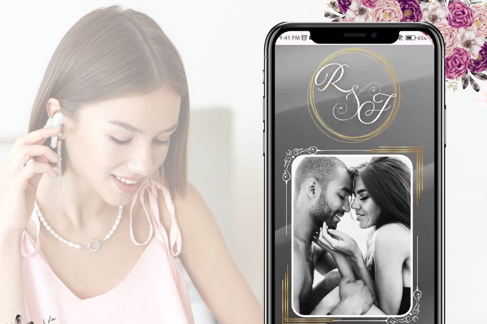 Diseño de anuncio de matrimonio para celular