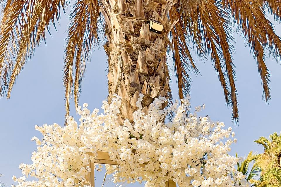 Selfie mirror con flores blancas