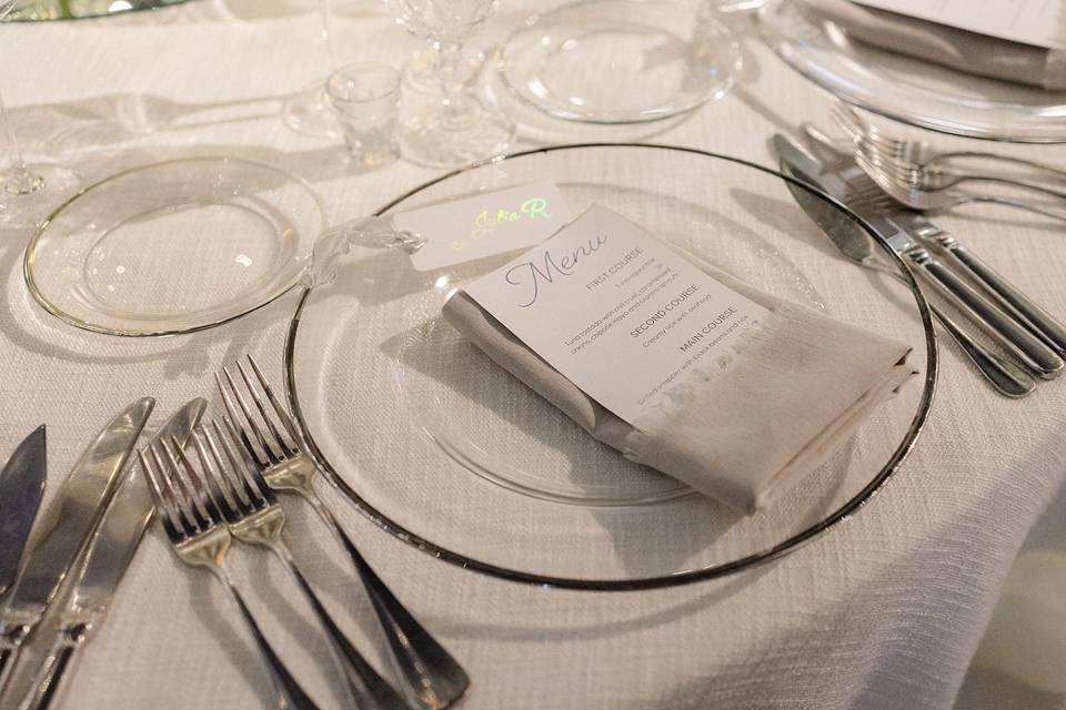 Menu y name card con foil