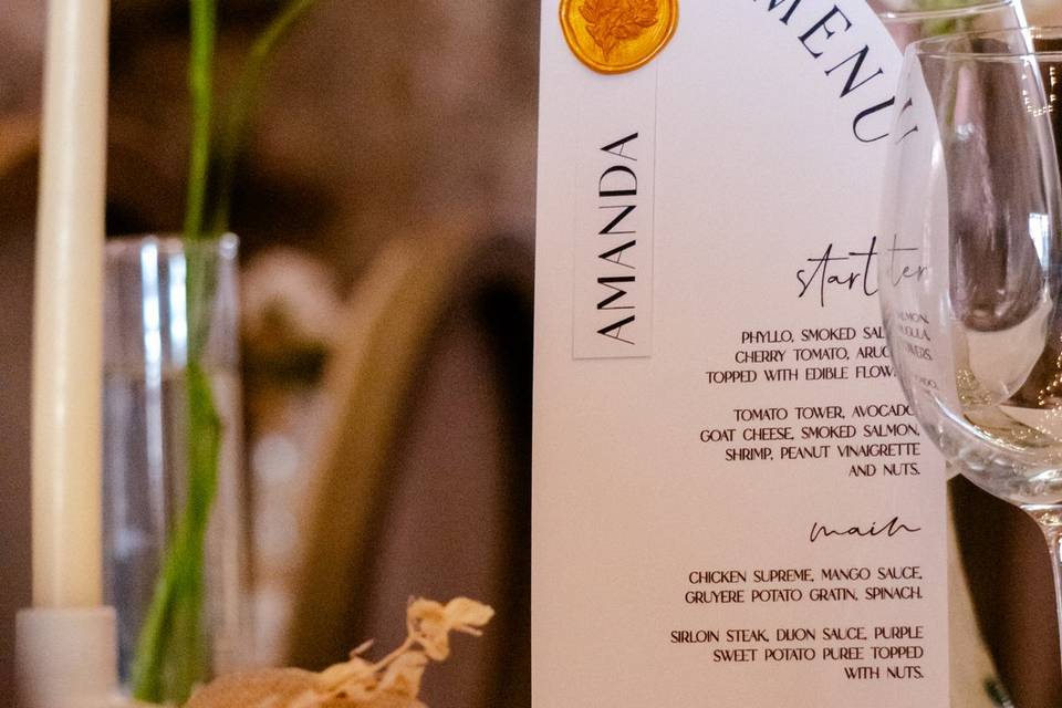 Menu con name card