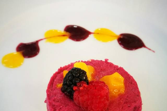 Nube de maracuyá con fresas