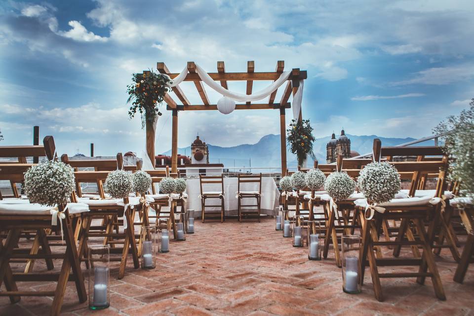 Boda civil en terraza