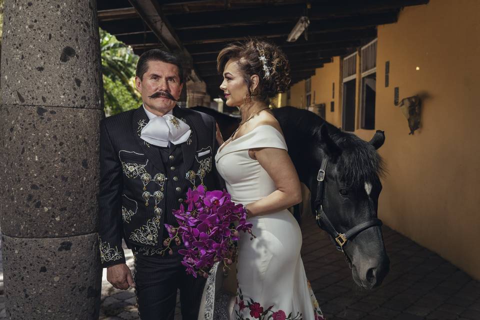 Amor con porte y flor