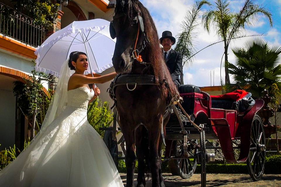 Posando junto al caballo