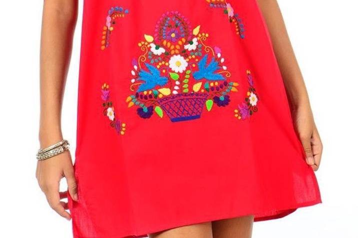 Vestido tehuacán rojo