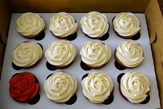 Docena de cupcakes rosa