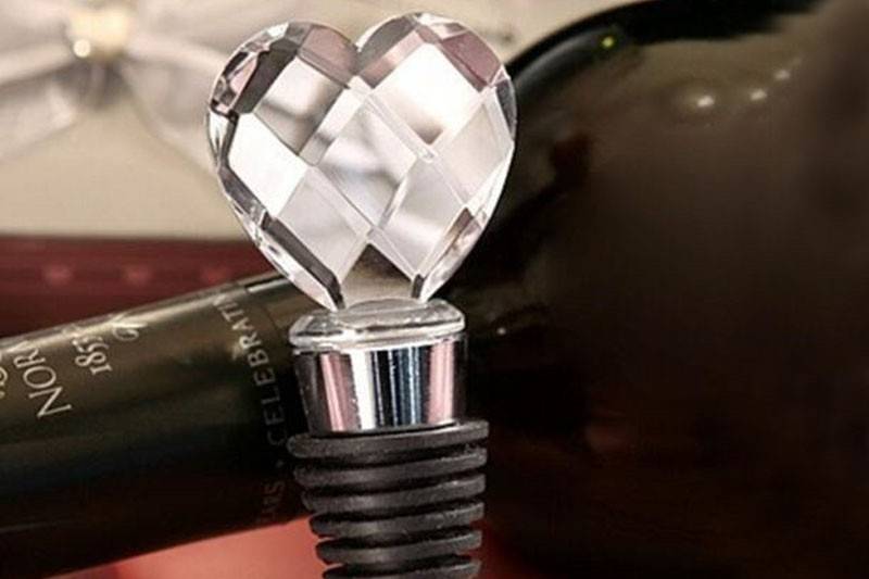 Tapón de vino cristal corazón