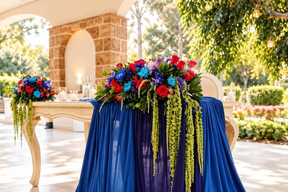 Montaje de mesa de novios