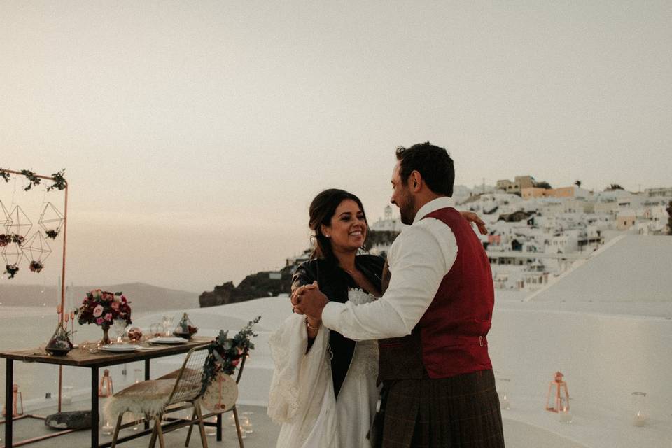 Boda en Santorini, Grecia