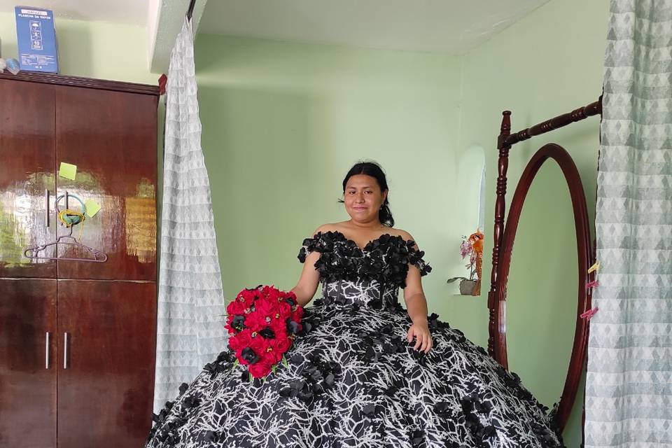 Quinceañera vestido negro con