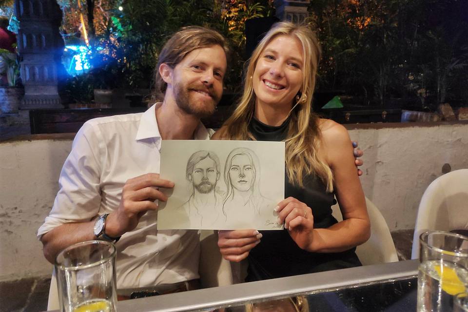 Retrato en grafito de dos personas