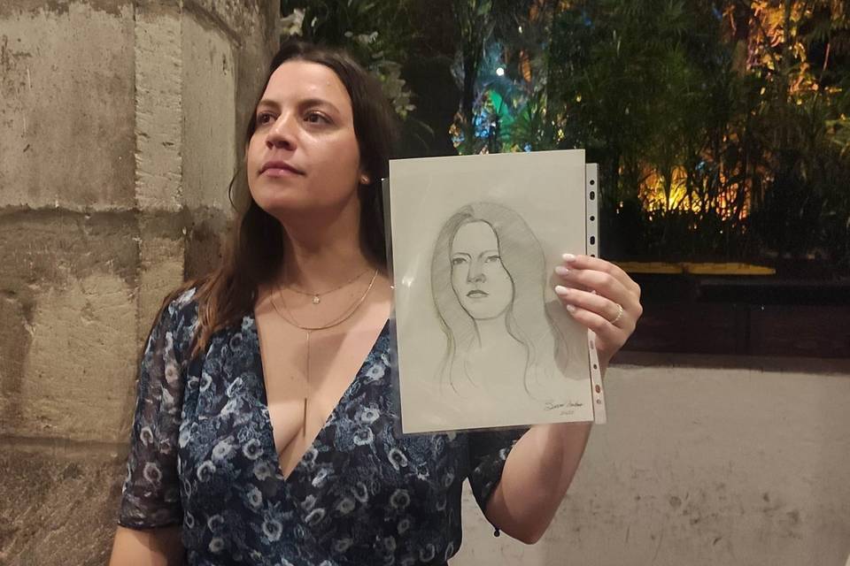 Retrato en grafito de invitada
