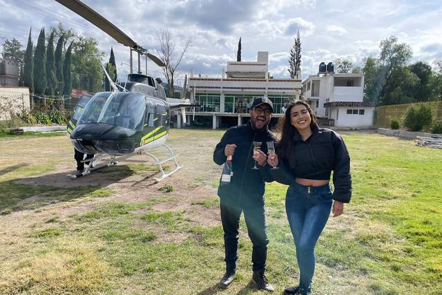 Llegada en helicóptero