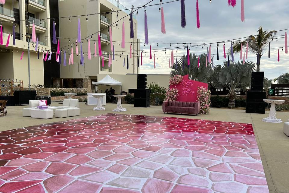 Pista mosaico rosa