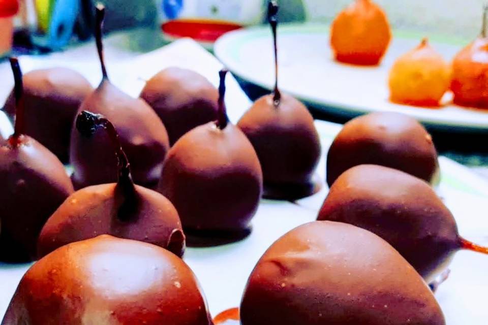Peras con chocolate