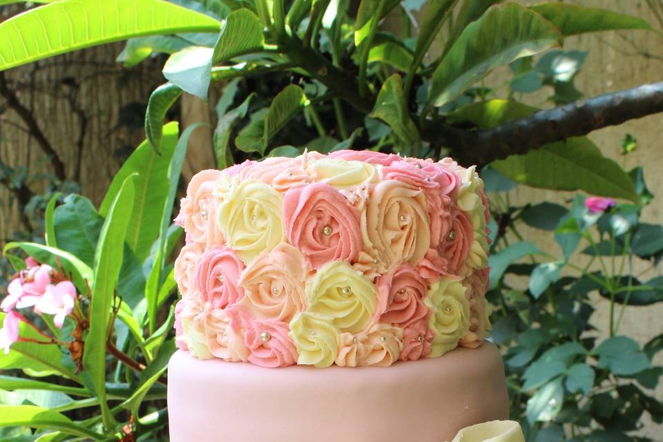 Pastel Fondant y Rosetones