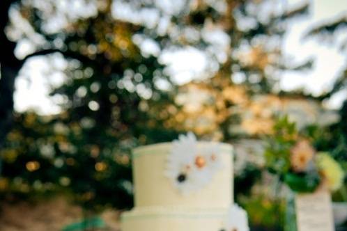 Cupcakes y pastel de boda