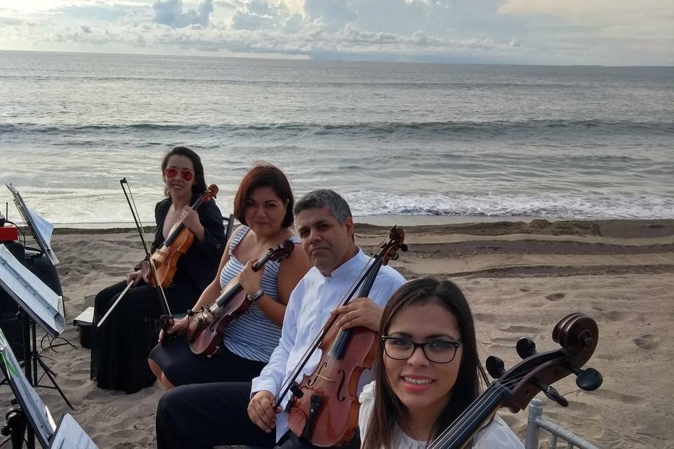 Amenizando boda de playa