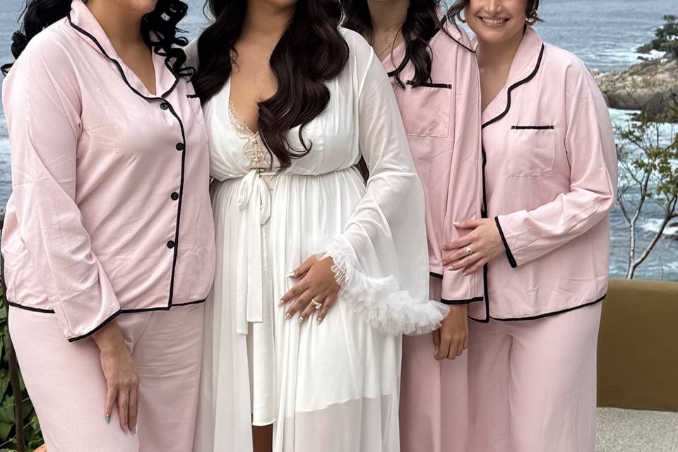 Novia y damas hermosas