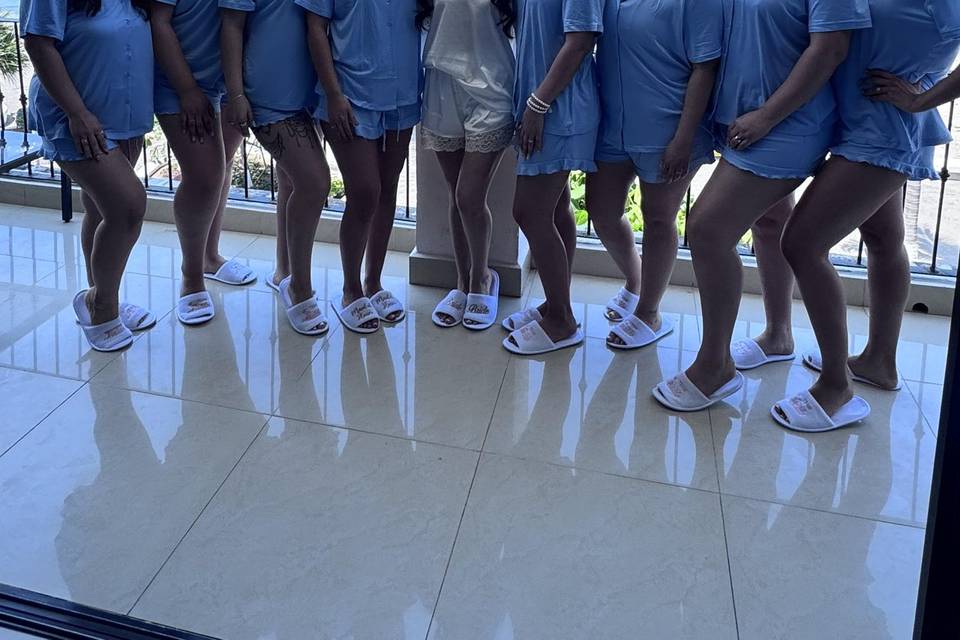 Novia y damas hermosas